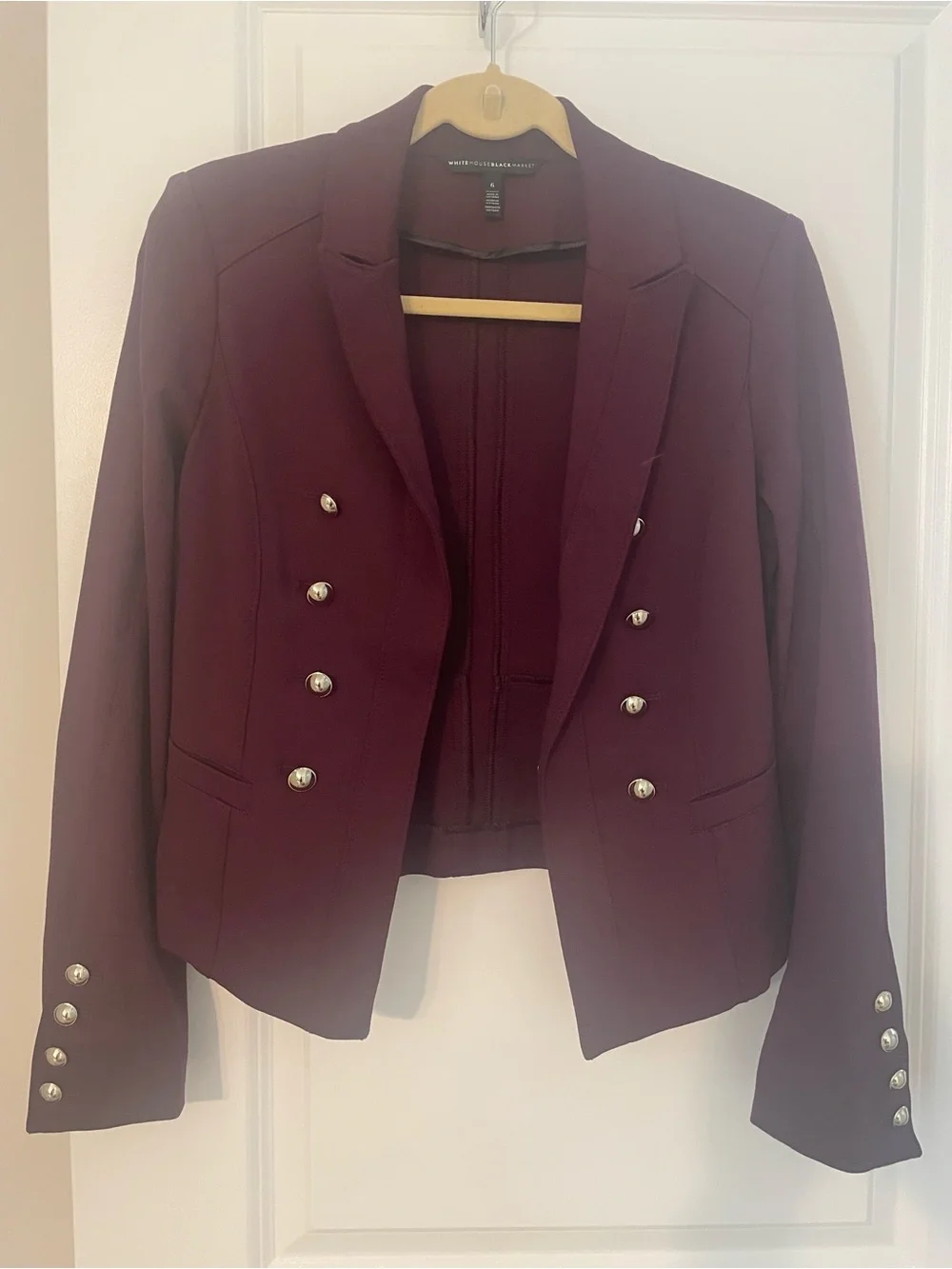 WHBM Vintage Style Hi-Lo Purple Blazer with Silver Buttons Sz 6